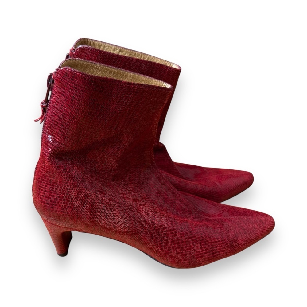 Stuart Weitzman Red Leather Ankle Boots Size 7.5